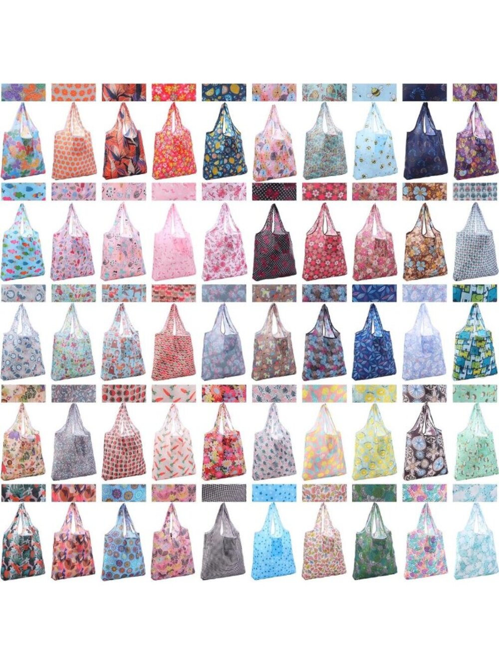 50 Pack Reusable Foldable Grocery Bags | Eco-Friendly Shopping Totes